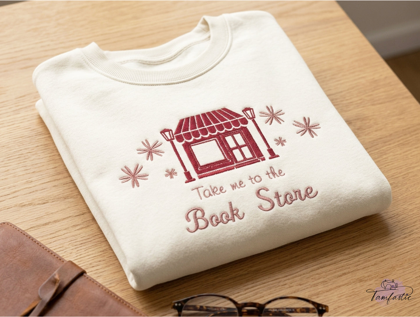 Take Me To The Book Store Sweatshirt, Embroidered Bookish Jumper, Gift for Book Lovers, Cozy Reading Crewneck