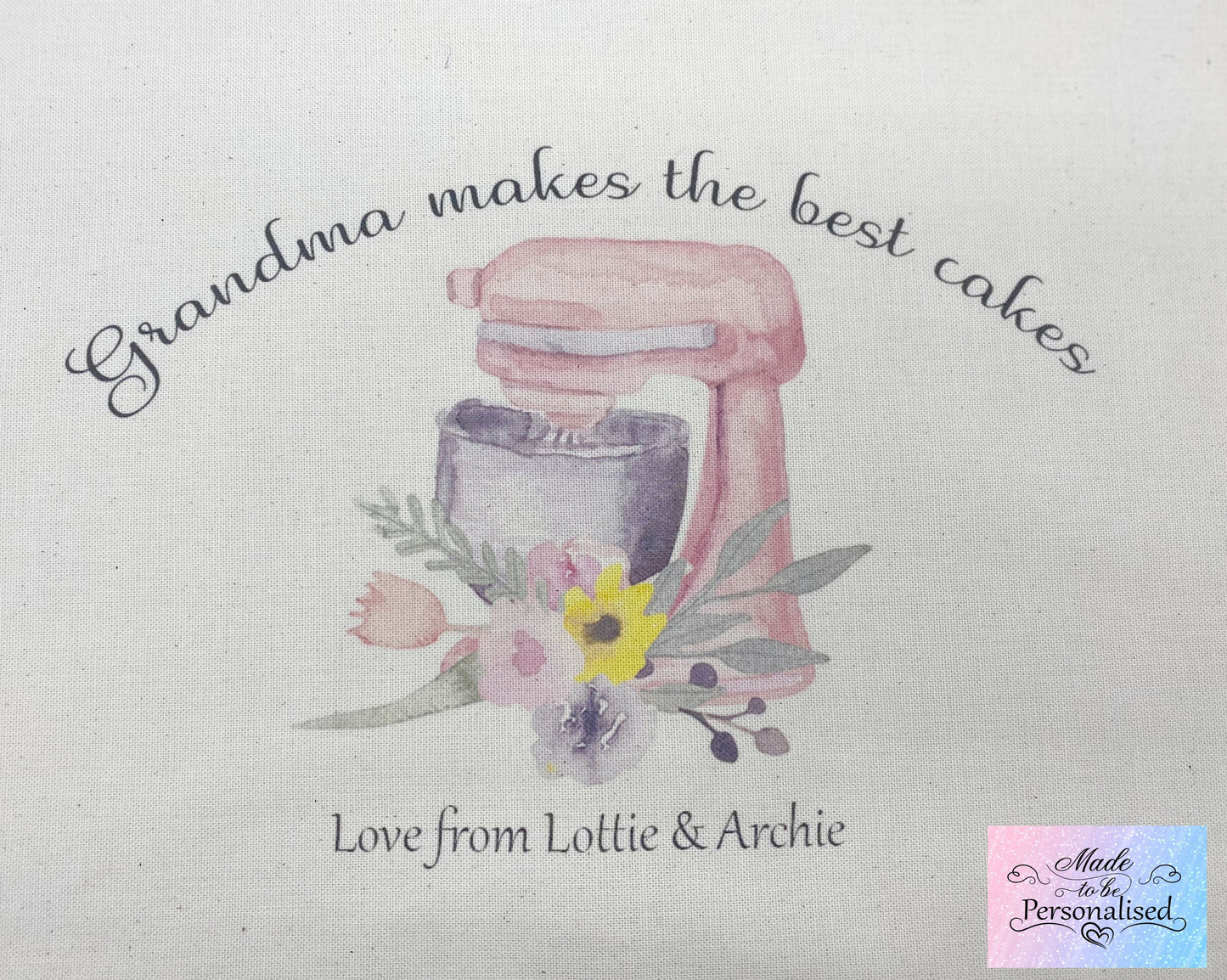 Kitchen Tea Towel, Pink Mixer design