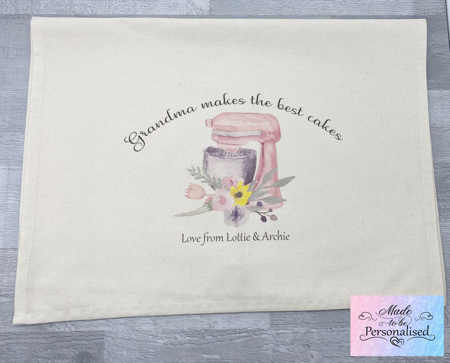 Kitchen Tea Towel, Pink Mixer design
