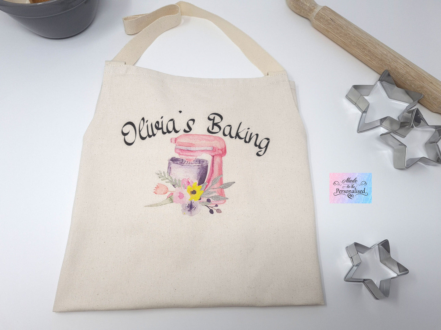 Child's Apron & Baking set, pink mixer