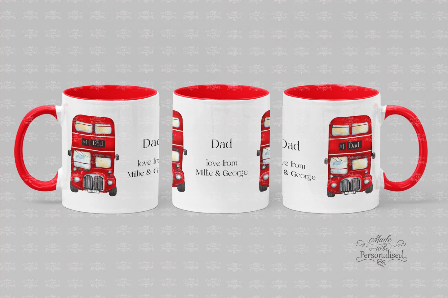 Fathers day Red Bus Mug, Personalised gift, best dad, number 1 Dad, red London style bus mug, bus gift, coffee mug, Birthday gift
