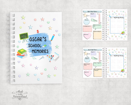 School memory notebook, shapes blue