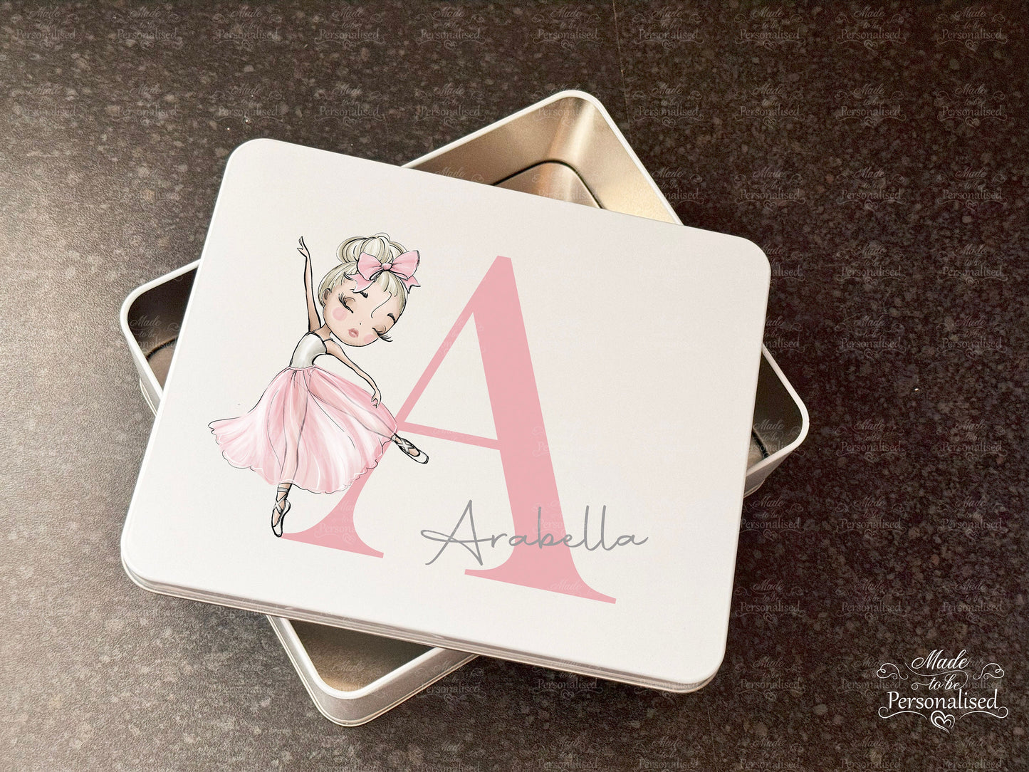 Personalised Ballerina treat tin, biscuit tin, baking box, Christmas gift, Birthday gift, cake tin, sweet box, Ballet gift for girls,