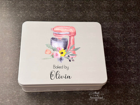 Cake tin & Kids baking set, baking with love, kitchen baking set, children cooking gift, personalised treat tin, Baker gift, Christmas gift